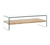 vidaXL Mesa Centro Vidrio Templado Transparente Mobiliario Hogar Decoración Moderna Estilo Minimalista Atemporal Vidrio Seguro Resistente 98x45x31cm