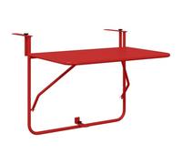 vidaXL Mesa Colgante Exterior Roja 60 x 39 cm Montada en la Pared Altura Ajustable Plegable Diseño de Acero para Balcones Estilo Moderno Ideal para Cenas y Buffets Muebles de Jardín Plegables en el