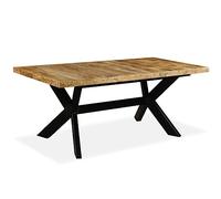 Mesa de comedor madera maciza de mango y cruz de acero 180 cm