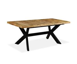 vidaXL Mesa Comedor 180 cm Cruz de Acero Consola Cocina Madera Maciza Mango
