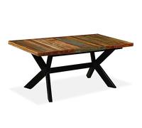 Mesa de comedor madera maciza reciclada y acero cruzado 180 cm