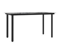 vidaXL Mesa Comedor jardín Acero y Vidrio Templado Negro 200x100x74 cm, Mesa, Mesa de Exterior, Mesa de Comedor de Exterior, Mesa de jardín