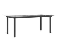 Mesa De Jardín De Aluminio Y Vidrio Negra 190x90x74 Cm Vidaxl