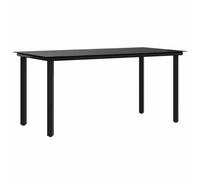 vidaXL Mesa Comedor Jardín Mueble Patas Rectangular Exterior Aire Libre Patio Terraza Cocina Comedor Hogar Acero y Vidrio Templado Negro