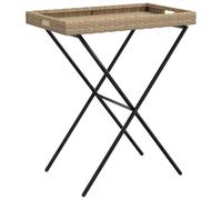 Mesa Con Bandeja Plegable Ratán Sintético Beige 65x40x75 Cm Vidaxl