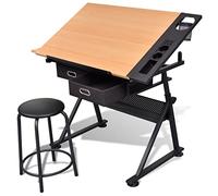 vidaXL Mesa con Tablero Inclinable y Taburete Mueble Oficina Escritorio Dibujo