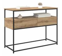 vidaXL Mesa Consola con cajón Roble Artesanal 100 x 40 x 75 cm, Mesa Consola Industrial, Diseño Estrecho, Marco Metálico, Mueble Funcional, Ideal para Espacios Pequeños