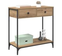 vidaXL Mesa Consola con cajón Roble Artesanal 75 x 34,5 x 75 cm, Mesa Consola Ajustable para Sala, diseño Rectangular Industrial, Almacenamiento para Espacios pequeños, Acabado Texturizado