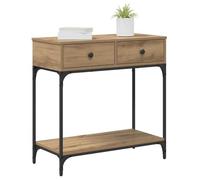 vidaXL Mesa Consola con cajón Roble artisan 75 x 34.5 x 75 cm, Mesa Consola para Pasillo, Mueble de Entrada, Almacenamiento Funcional, Exhibición con Marco Metálico