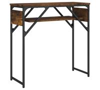 vidaXL Mesa Consola con Estante, Mesita Auxiliar de Almacenaje, Mesa de Sofá, Mueble para Salón Pasillo Entrada, Madera de Ingeniería Roble Humo