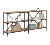 vidaXL Mesa Consola con Estante Roble Artesanal 160 x 30 x 75 cm, Mesa Consola de Almacenamiento Ampliado, Diseño Industrial para Entrada, Exhibición Estrecha, Muebles Contemporáneos para Pasillos, E
