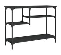 vidaXL Mesa Consola con Estantes, Mesita Auxiliar con Almacenaje, Mesa Estrecha de Sofá, Mueble para Salón Pasillo Recibidor Entrada, Negro