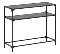 vidaXL Mesa Consola con Superficie de Vidrio Negro Acero 98x35x81 cm