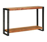 vidaXL Mesa Consola de Madera Maciza de Acacia 120 x 75 x 33 cm, Color marrón y Negro. Hecha a Mano con Marco de Hierro en un Estilo Urbano e Industrial. Es Resistente y está diseñada para Uso en INT