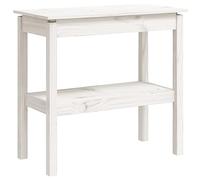 vidaXL Mesa Consola Entrada Mesita Auxiliar Pasillo Decoración Salón Sala de Estar Almacenaje Muebles de Madera Maciza de Pino Blanco 80x40x75 cm