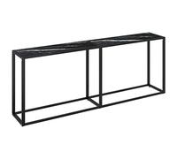 vidaXL Mesa Consola Entrada Pasillo Vestíbulo Recibidor Mesita Auxiliar Decoración Hogar Casa Escritorio Vidrio Templado Mármol Negro 200x35x75,5 cm