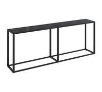 vidaXL Mesa Consola Entrada Pasillo Vestíbulo Recibidor Mesita Auxiliar Decoración Hogar Casa Escritorio Vidrio Templado Negro 200x35x75,5 cm