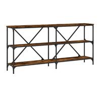 vidaXL Mesa Consola Hierro Madera ingeniería Roble Ahumado 160x30x75cm