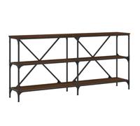 Mesa consola hierro madera ingeniería roble marrón 160x30x75 cm