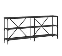 vidaXL Mesa Consola Hierro y Madera de ingeniería Negro 180x30x75 cm