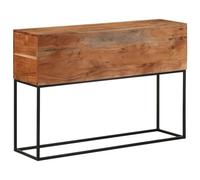 vidaXL Mesa consola - Madera de acacia maciza/patas de hierro - Mesa rectangular para pasillo - Estilo industrial - 43.3 x 11.8 x 29.5 pulgadas
