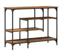 Mesa Auxiliar Industrial con Superficie de Madera Recuperada y Marco Metálico Resistente para una Sala Rústica, Marrón. Decoración Multifuncional que Ahorra Espacio.