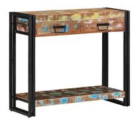 vidaXL Mesa Consola Multicolor de Madera Maciza Recuperada con 2 Cajones Diseño Industrial para Entrada Muebles de Madera Hechos a Mano Ecológicos 90 cm de Largo Decoración Rústica para Sala de Estar