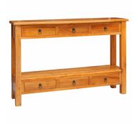 vidaXL Mesa Consola Natural 115 x 32 x 76 cm Madera de Caoba Sólida, Mesa Consola Clásica, Madera Maciza, Diseño Rústico, Superficie Indoor Versátil, Decoración de Entrada, Muebles de Pasillo, Estilo