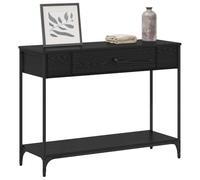 vidaXL Mesa Consola Otro Roble Negro 100 x 34.5 x 75 cm, Mesa Consola Chic, Rectangular, Acabado Rústico en Madera y Metal, Ideal para el Sala o Pasillo, Funcional