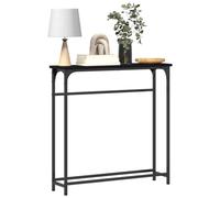 vidaXL Mesa Auxiliar Minimalista de Roble Negro para Espacios Pequeños | Superficie de Madera MDF con Marco de Hierro | Diseño Elegante para Sala y Pasillo | Uso Interior | Muebles de Madera Consola