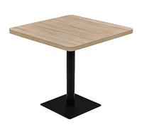 vidaXL Mesa bar bistró MDF y acero cuadrada color roble 80x80x75 cm