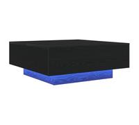 Mesa de café cuadrada moderna vidaXL con iluminación LED | Roble negro MDF 80 x 31 cm estilo salón uso multifuncional
