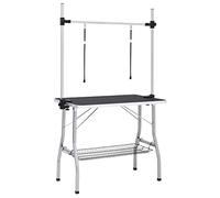 vidaXL Mesa de Aseo Ajustable para Perros con 2 Lazos y Cesta Belleza Canina Baño Mesita Gatos Mascotas Plegable Altura Ajustable Estable Robusta