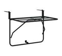 vidaXL Mesa de Balcón Auxiliar Exterior Plegable Terraza Bebida Libros Café Colgante Mesita Industrial Robusto Estable de Acero Negro