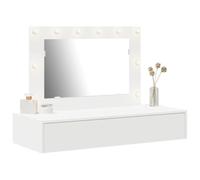 vidaXL Mesa de Tocador Moderna con Espejo Compacta Vanidad para Dormitorio Blanca MDF Iluminación Integrada y Almacenamiento Ideal para Maquillaje Muebles de Aseo Organizador de Cosméticos