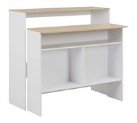 Mesa De Bar Con 2 Encimeras Blanca Y Roble 130x40x120 Cm Vidaxl