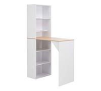 Vidaxl mesa de bar con estantería blanca 115x59x200 cm