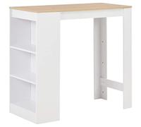vidaXL Mesa de Bar Madera Blanca 110x50x103 cm Mesita Mesilla Elevada Alta Mueble Mobiliario Auxiliar Comedor Pub Estanterías Consola