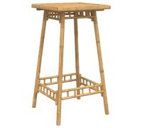 vidaXL Mesa de bar para exteriores, parte superior de listones de bambú, 55 x 55 x 100 cm, mesa de bar cuadrada para patio, jardín, balcón, terraza, diseño moderno marrón con reposapiés