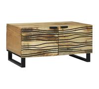 vidaXL Mesa de café 80 x 50 x 40 cm de Madera Maciza de Mango con diseño contemporáneo. Tiene un Acabado Natural y un patrón geométrico, Ideal para tu Sala de Estar. Soporta hasta 100 kg y Ofrece un