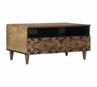 vidaXL Mesa de café con cajón marrón 80 x 54 x 40 cm madera maciza de mango, sala de estar, rectangular, diseño moderno para espacios elegantes, lugar para reuniones familiares, cómodo
