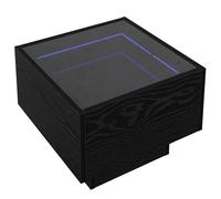 vidaXL Mesa de Café Cuadrada Color Negro Roble, Madera Ingenierada y Vidrio, Tamaño 40 x 30 cm, Acabado Rústico, Luces LED Multicolor, Alimentación USB, Uso Interior, Capacidad de Carga 30 kg, Textur