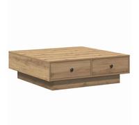 vidaXL Mesa de centro de madera de roble de 90 x 90 x 28 cm, almacenamiento