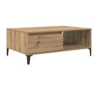 vidaXL Mesa de café de Roble Hecha a Mano, Madera Engineered y Metal Negro, 90 x 60 x 35 cm, para Sala de Estar, Mucho Espacio de Almacenamiento, Acabado Texturizado, Viene en 1 Pieza, Requiere ensam