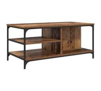 vidaXL Mesa de Café Madera Vieja 100 x 50 x 45 cm Madera contrachapada, Mesa de Café Rústica, Diseño Rectangular, Madera Duradera, Amplio Almacenamiento, Centro Estiloso para Sala de Estar, Acabado E