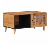 vidaXL Mesa de Café Natural 80 x 50 x 40 cm Madera de Mango Maciza, Mesa de café Rectangular de Madera de Mango, con Amplio Espacio de Almacenamiento, Ideal para tu Sala