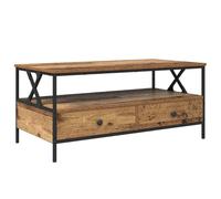 vidaXL Mesa de café Rectangular, de Madera reciclada, 100 x 51 x 45 cm, con Espacio de Almacenamiento y Patas de Metal Negro. Ideal para Uso en Interiores, fácil de Montar y Limpiar, Solo con un paño