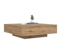 vidaXL Mesa de Café Roble Artesanal 100 x 100 x 31 cm, Mesa de Café Moderna, Mueble Elegante, Estilo Multifuncional, con Luces LED