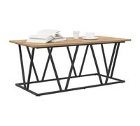 vidaXL Mesa de Café Roble Artesanal con Marco Metálico Negro Diseño Rectangular Moderno para Uso Interior Ideal para Servir Y Decorar Fácil de Mantener Dimensiones 140X60X74Cm De Madera