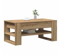 vidaXL Mesa de Café Roble artisan 102 x 55 x 45 cm | Hecha de roble macizo, esta mesa es súper resistente, Tiene dos estantes grandes,